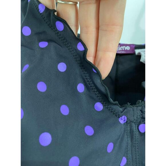 TAILLISSIME Womens Grey Purple Polka Dot V Neck One Piece Swimsuit 22W - Picture 3 of 8